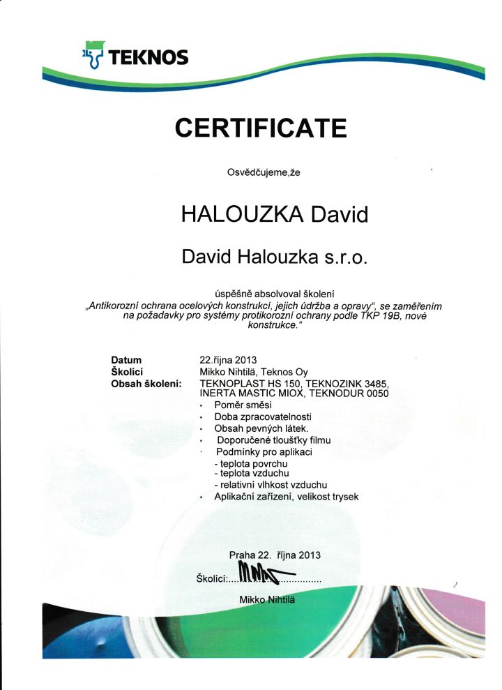 Certifikace školení antikorozní ochrana ocelových konstrukcí